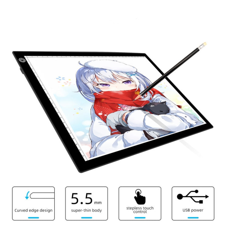 Copy Station Anime Drain Station LED Copy Board With Magnetic Suction Light Board Drawing Plate With USB Cable, Specification: A4 Stepless Dimming (Black) -  by PMC Jewellery | Online Shopping South Africa | PMC Jewellery | Buy Now Pay Later Mobicred