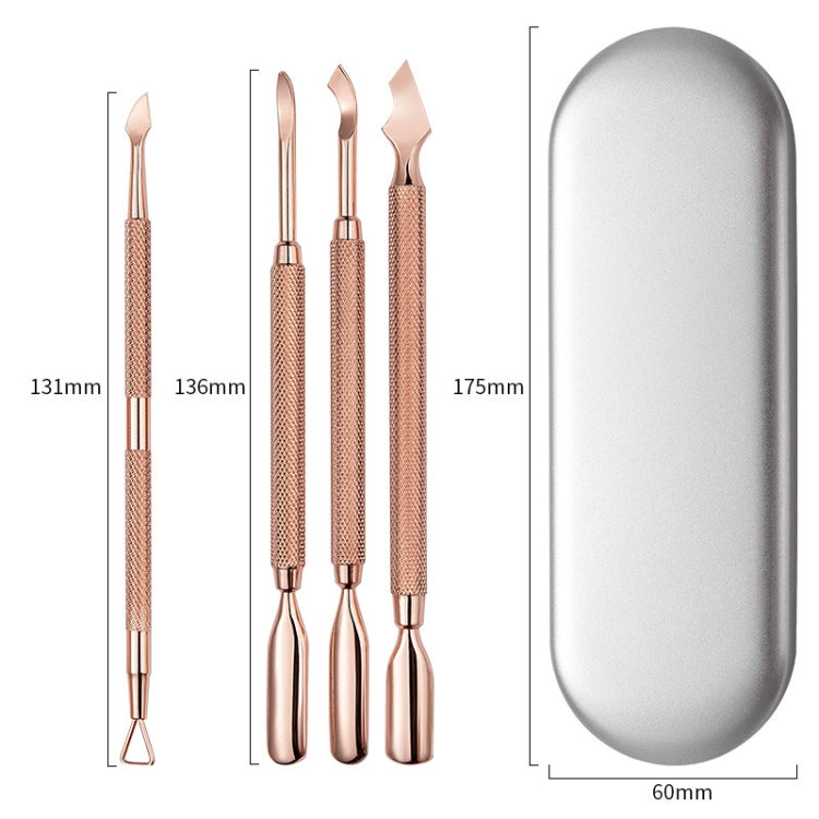 Rose Gold Double-headed Steel Nail Remover Set Clean Decontamination Remover Manicure Tool - Nail Art Equipment by PMC Jewellery | Online Shopping South Africa | PMC Jewellery | Buy Now Pay Later Mobicred