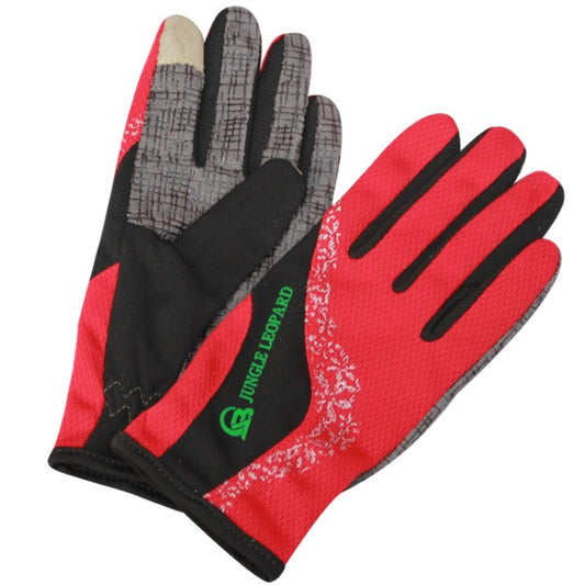 JUNGLE LEOPARD Outdoor Sports Mountaineering Full Finger Gloves Mesh Touch Screen Anti-Skid Gloves, Size: L(Red+Black) - Full Finger Gloves by JUNGLE LEOPARD | Online Shopping South Africa | PMC Jewellery | Buy Now Pay Later Mobicred