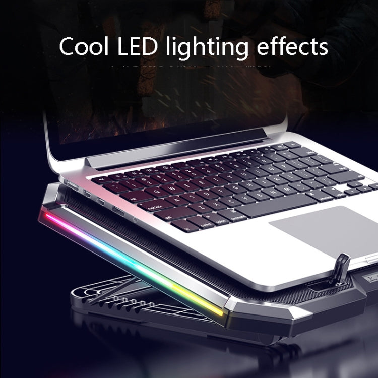NUOXI Q8 Notebook Radiator LCD Screen Button Controllable RBG Luminescence Computer Cooling Base(Black) - free shipping - PMC Jewellery - Order now!