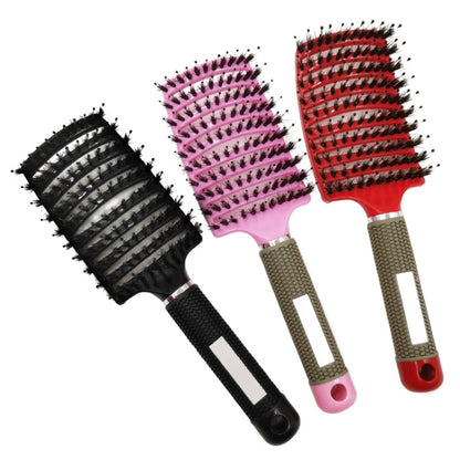 Retro Boar Bristles Hairdressing Big Curved Comb Curly Hair Massage Comb(Pink) - Combs by PMC Jewellery | Online Shopping South Africa | PMC Jewellery