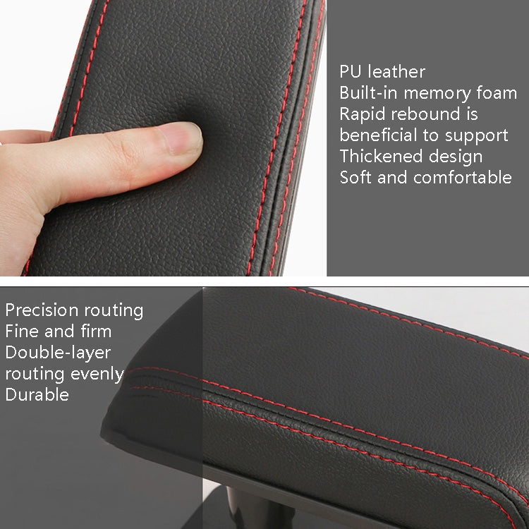 Car Arm Handle Seat Left Hand Elbow Tray Universal Leather Increasing Pad Central Armrest Box(Black+Red Line) - Seat Accessories by PMC Jewellery | Online Shopping South Africa | PMC Jewellery | Buy Now Pay Later Mobicred