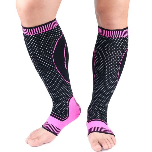 Lengthened Sports Protective Calf Cover Knitted Breathable Pressure Leg Cover Basketball Football Mountaineering Protective Gear, Specification: M (Black Pink) - Sports Safety by PMC Jewellery | Online Shopping South Africa | PMC Jewellery | Buy Now Pay Later Mobicred