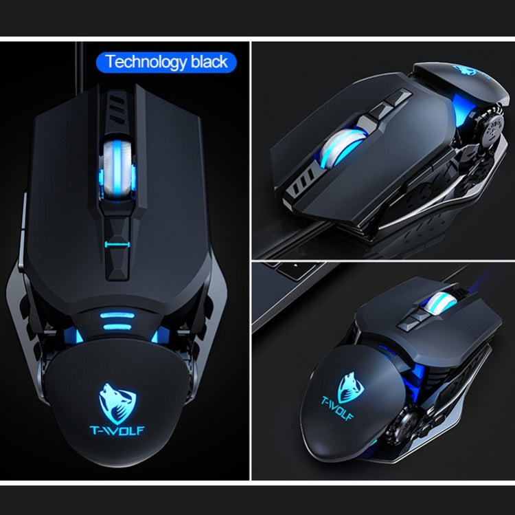 T-WOLF G530 USB Interface 7-Buttons 6400 DPI Wired Mouse Mechanical Gaming Macro Definition 4-Color Breathing Light Gaming Mouse, Cable Length: 1.5m( Black) - Wired Mice by T-WOLF | Online Shopping South Africa | PMC Jewellery | Buy Now Pay Later Mobicred