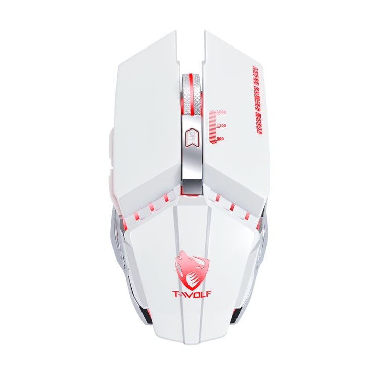 T-WOLF Q15 6-Buttons 1600 DPI Wireless Rechargeable Mute Office Gaming Mouse with 7 Color Breathing Light(Pearl White) - Wireless Mice by T-WOLF | Online Shopping South Africa | PMC Jewellery | Buy Now Pay Later Mobicred