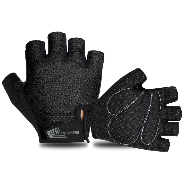 WEST BIKING YP0211218 Cycling Breathable Short Gloves Non-Slip Half Finger Gloves, Size: 2XL(Black) - Cycling Gloves by WEST BIKING | Online Shopping South Africa | PMC Jewellery