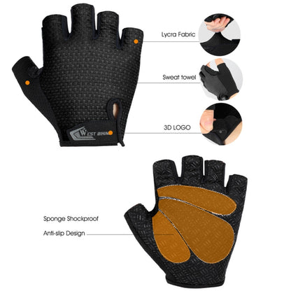 WEST BIKING YP0211218 Cycling Breathable Short Gloves Non-Slip Half Finger Gloves, Size: 2XL(Black) - Cycling Gloves by WEST BIKING | Online Shopping South Africa | PMC Jewellery