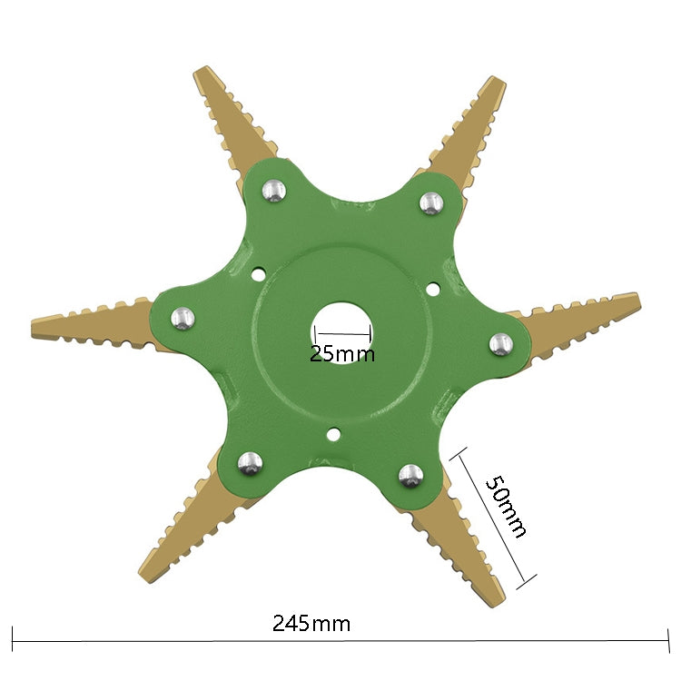 Toothed Mower Blade Six-Leaf Cyclone Blade Agricultural Weeder Parts(Golden Blade Bagged Green) - Lawn Mower, Saws & Accessories by PMC Jewellery | Online Shopping South Africa | PMC Jewellery | Buy Now Pay Later Mobicred