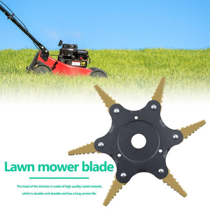 Toothed Mower Blade Six-Leaf Cyclone Blade Agricultural Weeder Parts(Golden Blade Bagged Yellow) - Lawn Mower, Saws & Accessories by PMC Jewellery | Online Shopping South Africa | PMC Jewellery | Buy Now Pay Later Mobicred