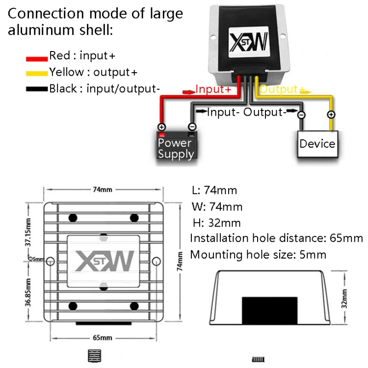 XWST DC 12/24V To 5V Converter Step-Down Vehicle Power Module, Specification: 12/24V To 5V 30A Large Aluminum Shell -  by PMC TechLife | Online Shopping South Africa | PMC TechLife | Buy Now Pay Later Mobicred