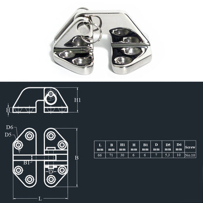 Butterfly Hinge 316 Stainless Steel Ship Accessories, Specification: 70 x 68mm - Marine Accessories & Parts by PMC Jewellery | Online Shopping South Africa | PMC Jewellery | Buy Now Pay Later Mobicred