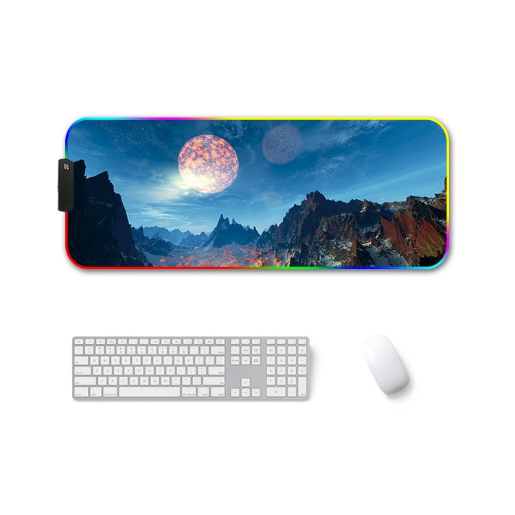 350x600x4mm F-01 Rubber Thermal Transfer RGB Luminous Non-Slip Mouse Pad(Snow Peak) - Mouse Pads by PMC Jewellery | Online Shopping South Africa | PMC Jewellery | Buy Now Pay Later Mobicred