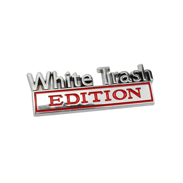 2 PCS Car Metal Modification Standard White Trash Edition Car Label Stickers(Silver Red) - Decorative Sticker by PMC TechLife | Online Shopping South Africa | PMC TechLife | Buy Now Pay Later Mobicred