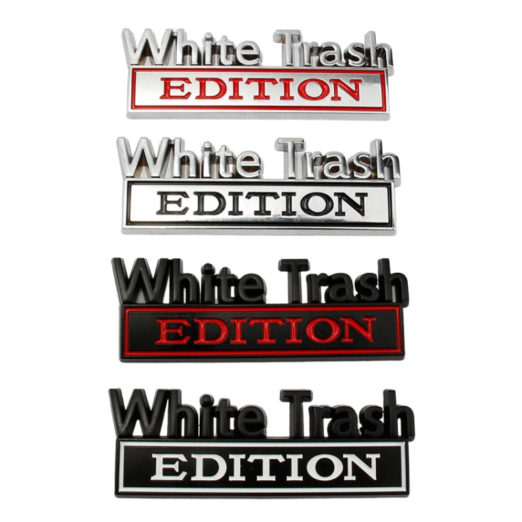 2 PCS Car Metal Modification Standard White Trash Edition Car Label Stickers(Silver Red) - Decorative Sticker by PMC TechLife | Online Shopping South Africa | PMC TechLife | Buy Now Pay Later Mobicred