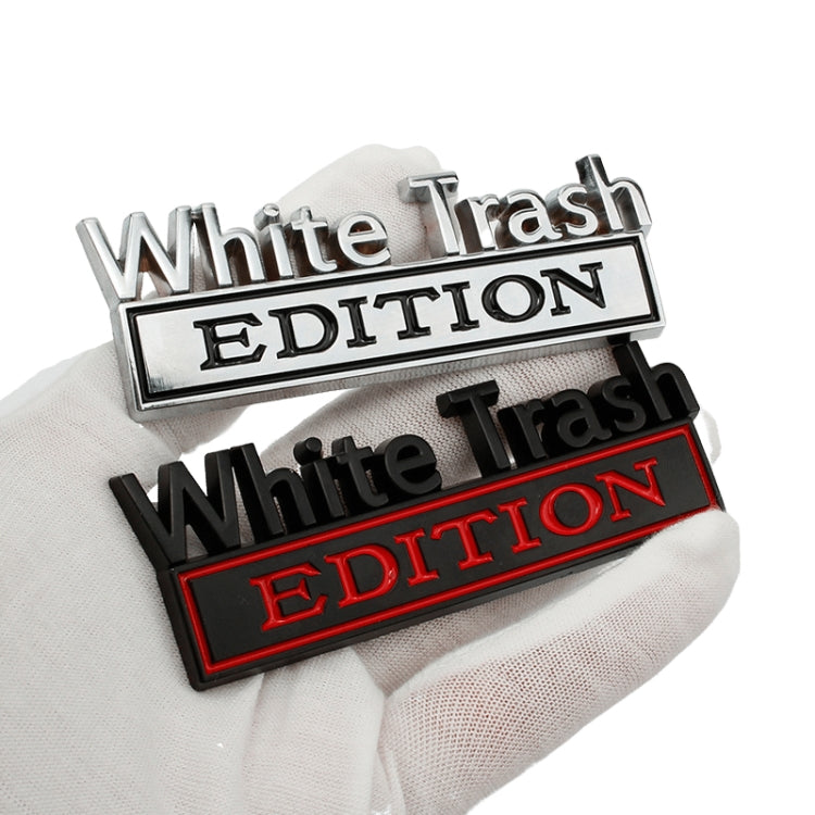 2 PCS Car Metal Modification Standard White Trash Edition Car Label Stickers(Silver Red) - Decorative Sticker by PMC TechLife | Online Shopping South Africa | PMC TechLife | Buy Now Pay Later Mobicred