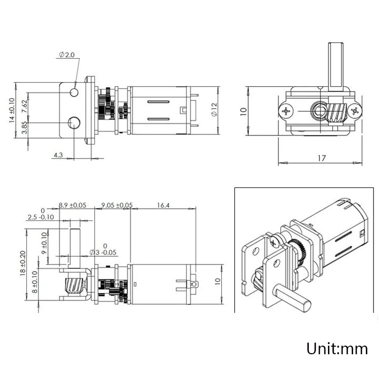 GW12N20 Worm Gear Low Speed Motor Ultra Mini Gear Power-Off Self-Locking Motor For Smart Car Robot(6V 10RPM) - Motor Module by PMC Jewellery | Online Shopping South Africa | PMC Jewellery | Buy Now Pay Later Mobicred