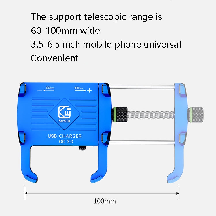 Kewig M6-S 12V Motorcycle Waterproof Aluminum Alloy Mobile Phone Bracket With QC3.0 Fast Charging(Red) - Holder by Kewig | Online Shopping South Africa | PMC Jewellery | Buy Now Pay Later Mobicred