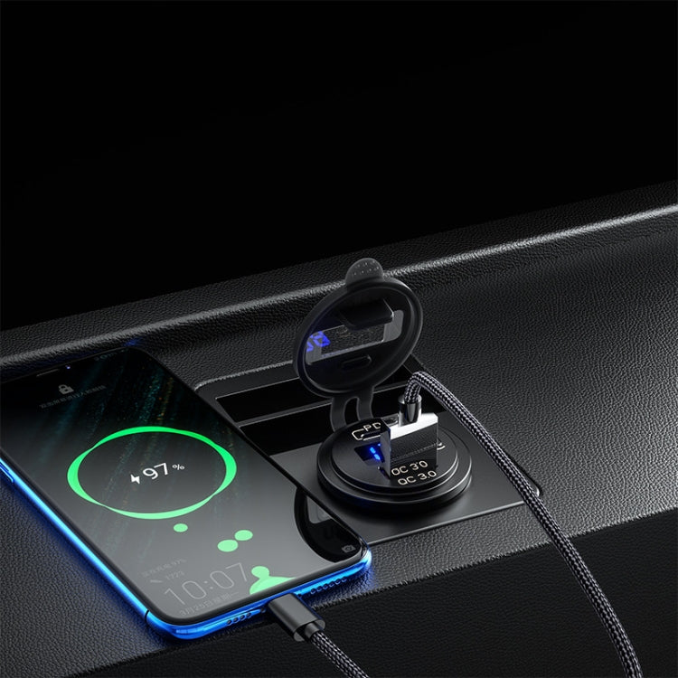 12V Modified Car USB Charger With Voltage Display PD QC3.0 Socket(With 60cm Line Green Light) - DIY Modified Charger by PMC TechLife | Online Shopping South Africa | PMC TechLife | Buy Now Pay Later Mobicred
