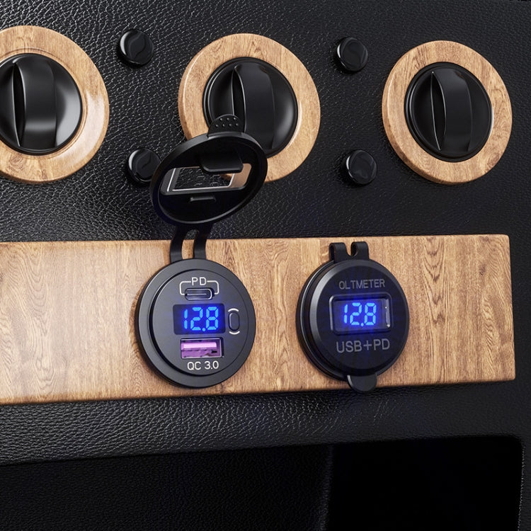 12V Modified Car USB Charger With Voltage Display PD QC3.0 Socket(With 60cm Line Green Light) - DIY Modified Charger by PMC TechLife | Online Shopping South Africa | PMC TechLife | Buy Now Pay Later Mobicred