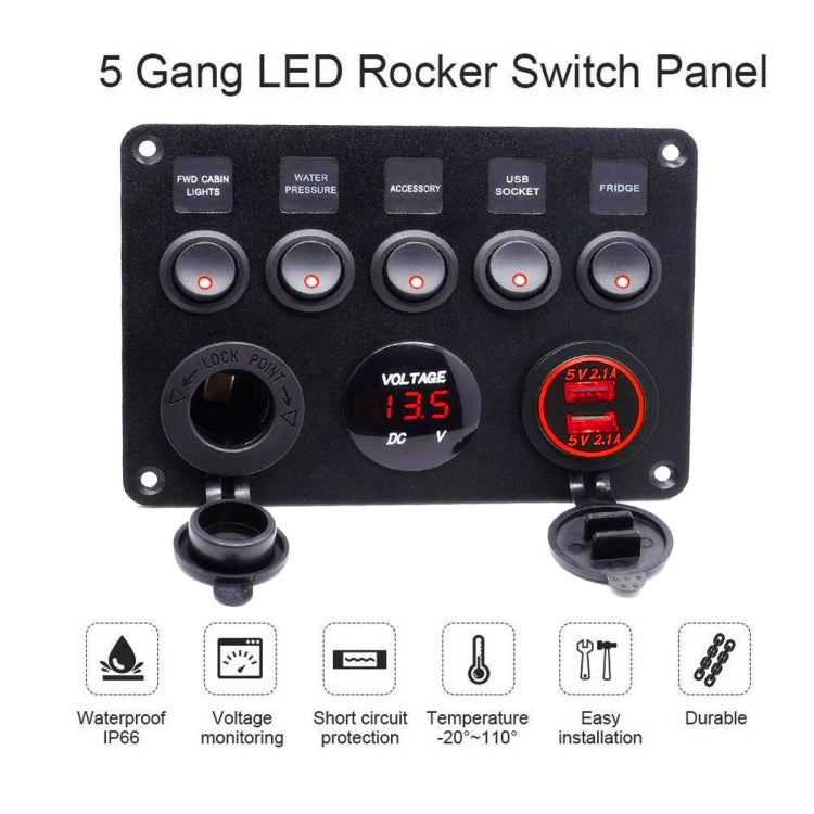 RV Yacht Car Combination Cat Eye Switch Dual USB Car Charging Control Panel With Voltmeter - Car Switches by PMC Jewellery | Online Shopping South Africa | PMC Jewellery | Buy Now Pay Later Mobicred