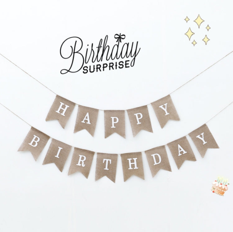 2 PCS Swallowtail Burlap First Birthday Flags Mori Series Party Flags Specification: Burlap Triangle Flag - Holiday Decorations by PMC Jewellery | Online Shopping South Africa | PMC Jewellery