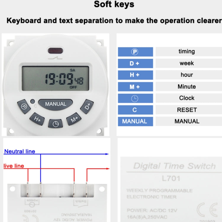 12V  L701 Small Timing Microcomputer Time Control Switching Power Supply Timing Switch - Smart Switch by PMC TechLife | Online Shopping South Africa | PMC TechLife | Buy Now Pay Later Mobicred