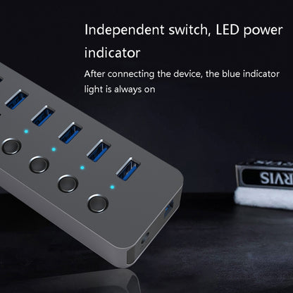 Blueendless USB Splitter Aluminum Alloy QC Fast Charge Expander, Number of interfaces: 7-port (12V2A Power) - USB HUB by Blueendless | Online Shopping South Africa | PMC Jewellery | Buy Now Pay Later Mobicred