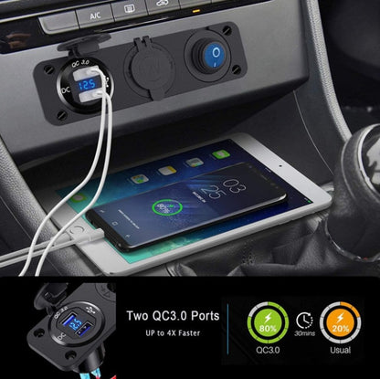 12-24V Car Ship Waterproof USB Charging Cigarette Lighter Master 3 In 1 Combined Panel Switch(Blue Light) - Car Switches by PMC Jewellery | Online Shopping South Africa | PMC Jewellery | Buy Now Pay Later Mobicred