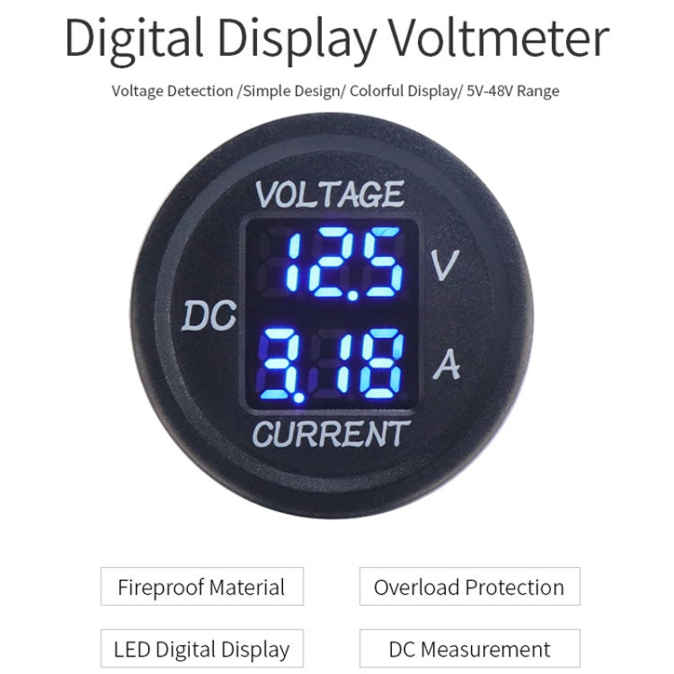 2 In 1 Modified Car Double Digital Voltage Current Table Measuring Instrument(Red Light) - Clocks & Car Meters by PMC Jewellery | Online Shopping South Africa | PMC Jewellery | Buy Now Pay Later Mobicred