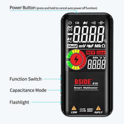 BSIDE Digital Multimeter 9999 Counts LCD Color Display DC AC Voltage Capacitance Diode Meter, Specification: S11 Recharge Version (Black) - Digital Multimeter by BSIDE | Online Shopping South Africa | PMC Jewellery | Buy Now Pay Later Mobicred