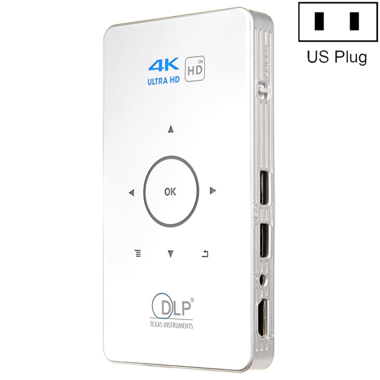 C6 1G+8G Android System Intelligent DLP HD Mini Projector Portable Home Mobile Phone Projector， US Plug (White) - free shipping - PMC Jewellery - Order now!
