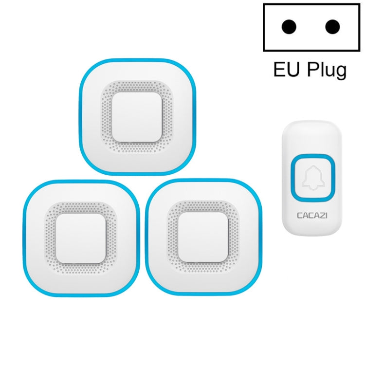 CACAZI V028F 1 For 3 Wireless Music Doorbell without Battery, Plug:EU Plug(White) - Wireless Doorbell by CACAZI | Online Shopping South Africa | PMC Jewellery | Buy Now Pay Later Mobicred