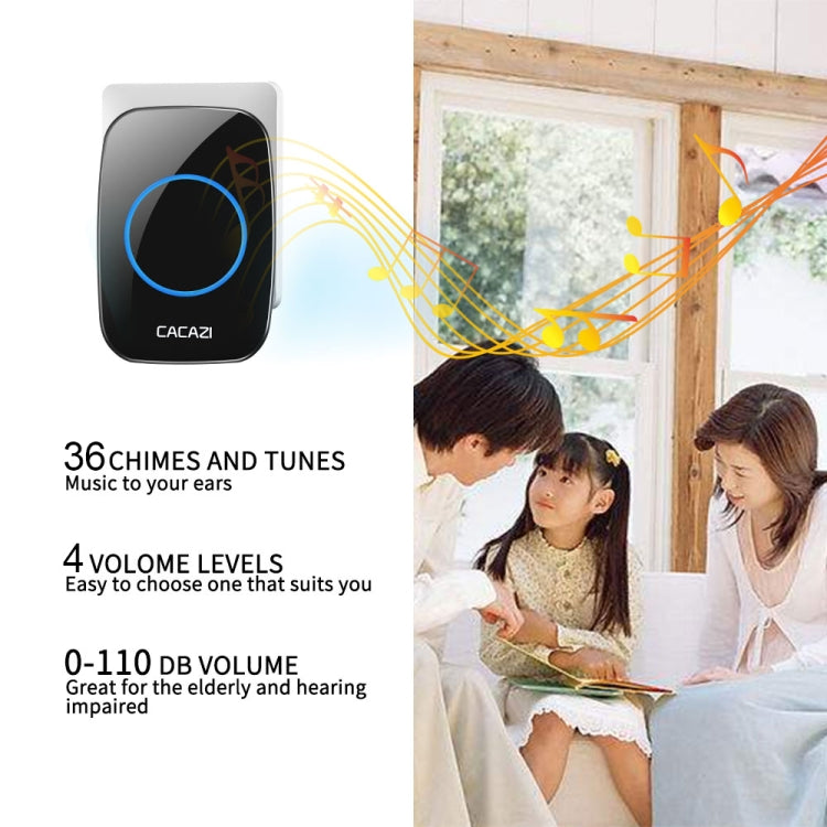 CACAZI H10 1 For 2 Home Wireless Music Doorbell without Battery, Plug:US Plug(White) - Wireless Doorbell by CACAZI | Online Shopping South Africa | PMC Jewellery | Buy Now Pay Later Mobicred