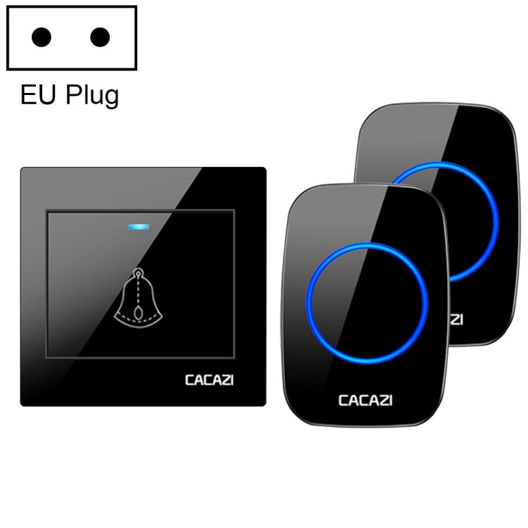 CACAZI H10 1 For 2 Home Wireless Music Doorbell without Battery, Plug:EU Plug(Black) - Wireless Doorbell by CACAZI | Online Shopping South Africa | PMC Jewellery | Buy Now Pay Later Mobicred