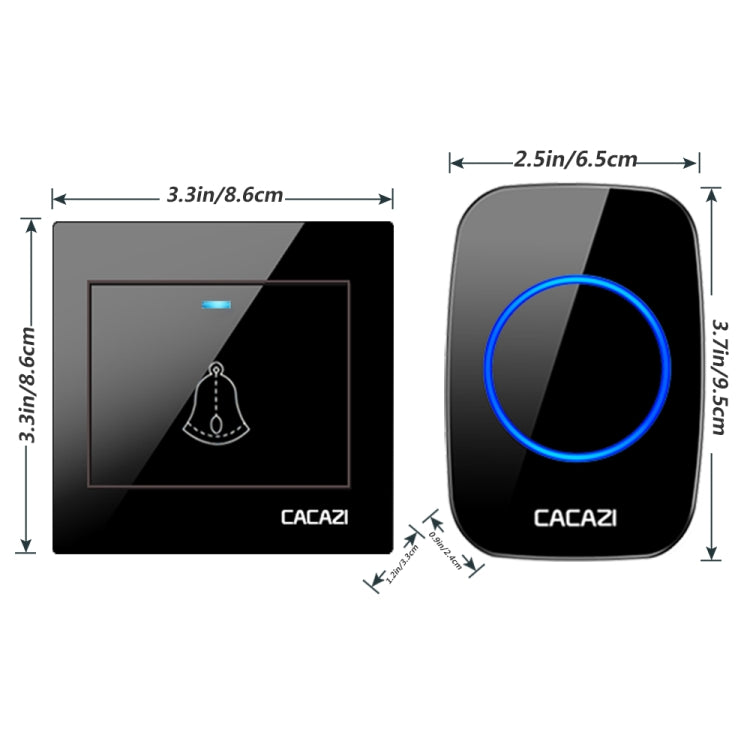 CACAZI H10 1 For 2 Home Wireless Music Doorbell without Battery, Plug:EU Plug(Black) - Wireless Doorbell by CACAZI | Online Shopping South Africa | PMC Jewellery | Buy Now Pay Later Mobicred