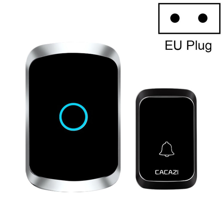 CACAZI A50 1 For 1 Wireless Music Doorbell without Battery, Plug:EU Plug(Black) - Wireless Doorbell by CACAZI | Online Shopping South Africa | PMC Jewellery | Buy Now Pay Later Mobicred