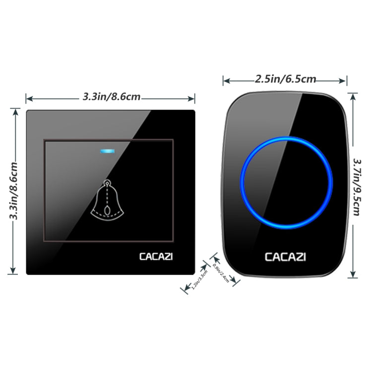 CACAZI H10 1 For 1 Wireless Smart Doorbell without Battery, Plug:UK Plug(Black) - Wireless Doorbell by CACAZI | Online Shopping South Africa | PMC Jewellery