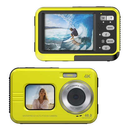 WDC901 3.5m Waterproof 48MP HD Dual Screen Outdoor Sports Digital Camera UK Plug(Yellow) - Children Cameras by PMC Jewellery | Online Shopping South Africa | PMC Jewellery | Buy Now Pay Later Mobicred