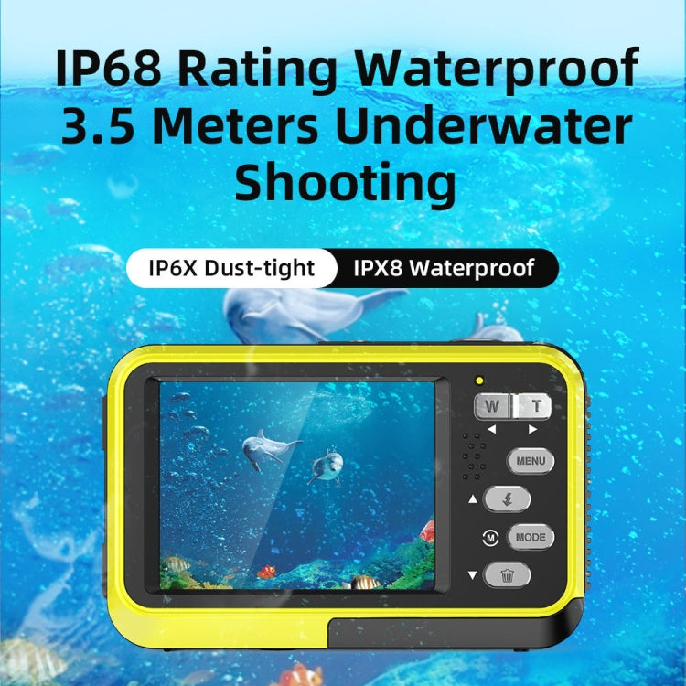 WDC901 3.5m Waterproof 48MP HD Dual Screen Outdoor Sports Digital Camera AU Plug(Yellow) - Children Cameras by PMC Jewellery | Online Shopping South Africa | PMC Jewellery | Buy Now Pay Later Mobicred