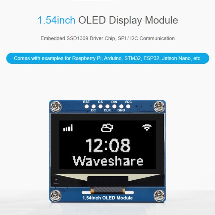 Waveshare 1.54 Inch OLED Display Module, 128×64 Resolution, SPI / I2C Communication(White) - LCD & LED Display Module by Waveshare | Online Shopping South Africa | PMC Jewellery | Buy Now Pay Later Mobicred