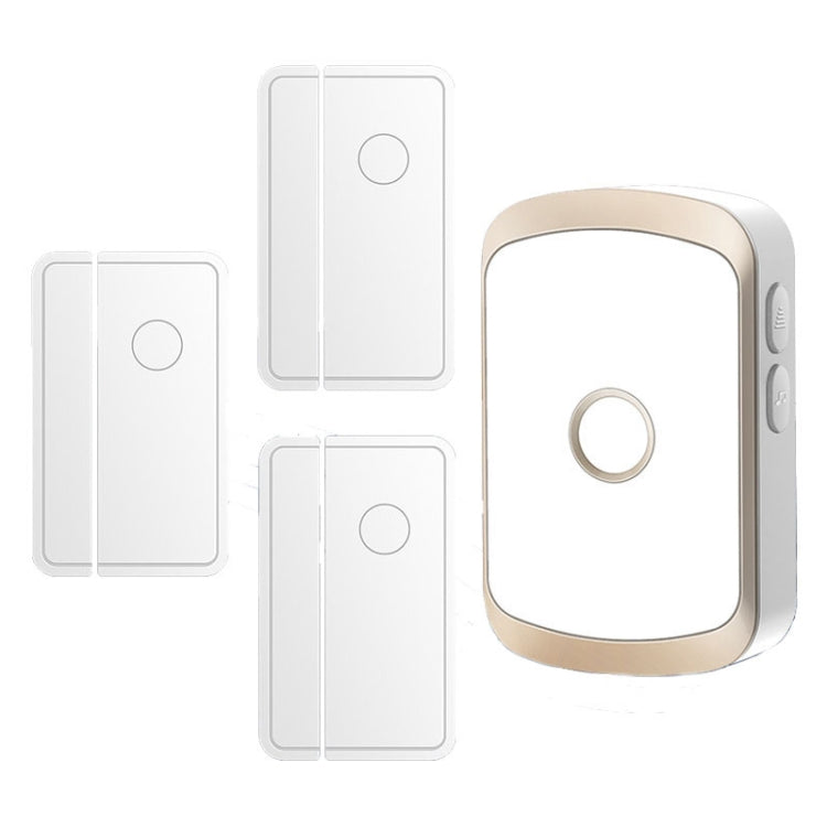 CACAZI M20 1 For 3 Split Type Door Opening Sensor Reminder Smart Wireless Doorbell Alarm, Style: UK Plug(Gold) - Wireless Doorbell by CACAZI | Online Shopping South Africa | PMC Jewellery