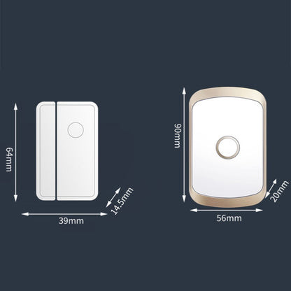 CACAZI M20 1 For 3 Split Type Door Opening Sensor Reminder Smart Wireless Doorbell Alarm, Style: UK Plug(Gold) - Wireless Doorbell by CACAZI | Online Shopping South Africa | PMC Jewellery