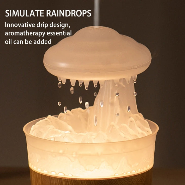 V50 Desktop Colorful Night Light Humidifier Wood Grain Water Drop Aroma Diffuser, Spec: AU Plug(White) - free shipping - PMC TechLife - Order now!