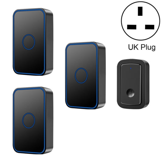 CACAZI  A19 1 For 3 Wireless Music Doorbell without Battery, UK Plug(Black) - Wireless Doorbell by CACAZI | Online Shopping South Africa | PMC Jewellery | Buy Now Pay Later Mobicred