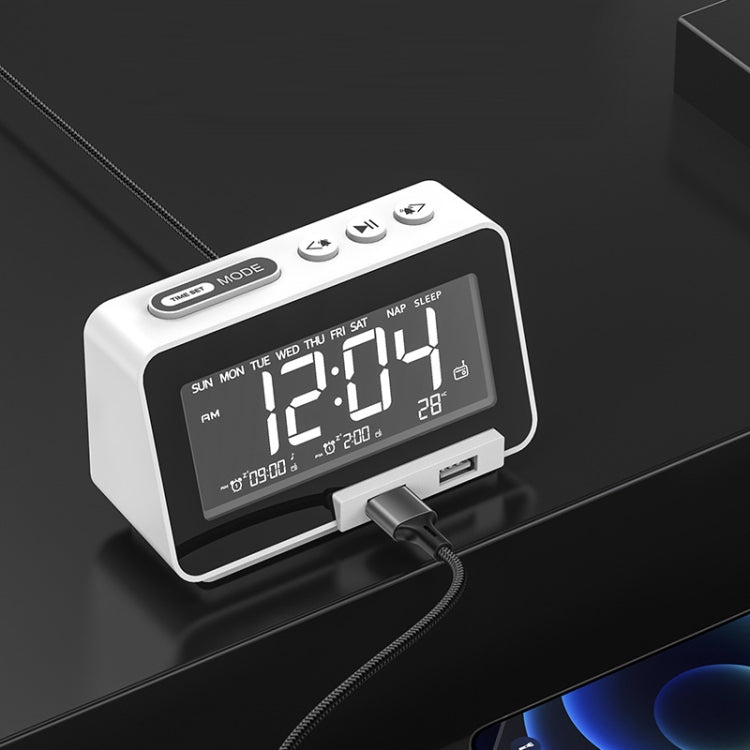 K5 Wireless Bluetooth Speaker Desktop Alarm Clock Radio, Specification: US Plug(White) - Desktop Speaker by PMC Jewellery | Online Shopping South Africa | PMC Jewellery | Buy Now Pay Later Mobicred