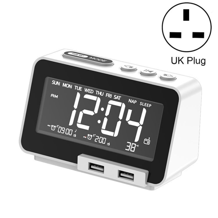 K5 Wireless Bluetooth Speaker Desktop Alarm Clock Radio, Specification: UK Plug(White) - Desktop Speaker by PMC Jewellery | Online Shopping South Africa | PMC Jewellery | Buy Now Pay Later Mobicred