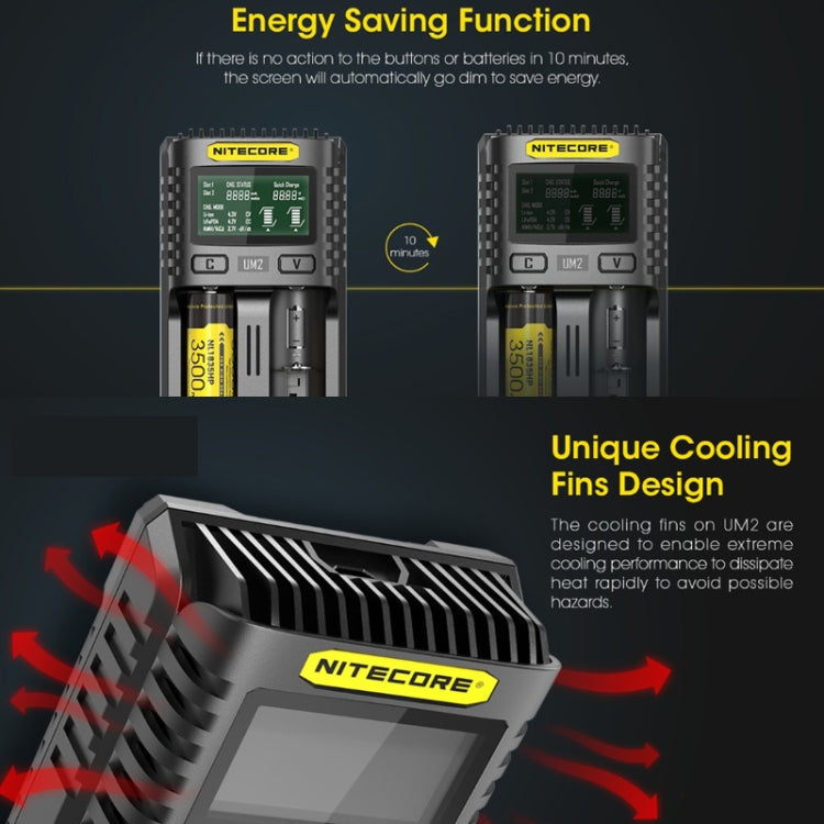 NITECORE Fast Lithium Battery Charger, US Plug, Model: UMS2 - Charger & Converter by NITECORE | Online Shopping South Africa | PMC Jewellery | Buy Now Pay Later Mobicred