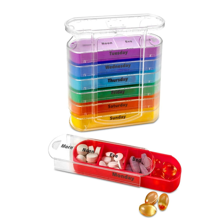 One Week Use 28-Compartment Portable Drawer Type Moisture-Proof Medicine Box(White Transparent) - free shipping - PMC TechLife - Order now!