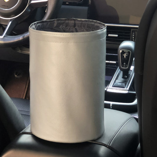 2 PCS Leather Foldable Car Trash Can Mini Chair Back Suspended Waterproof Trash Can(Gray) - Stowing Tidying by PMC Jewellery | Online Shopping South Africa | PMC Jewellery | Buy Now Pay Later Mobicred