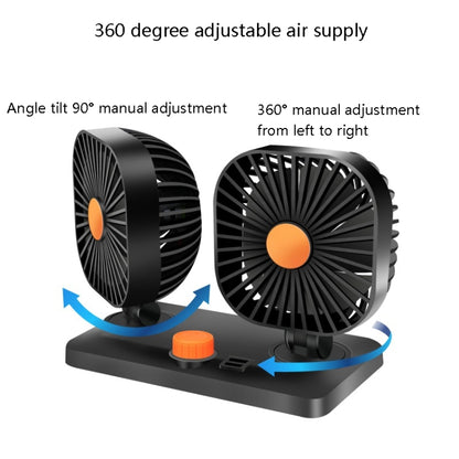 Mini USB 12 / 24V Car Electric Fan Double Head Fan - Heating & Fans by PMC Jewellery | Online Shopping South Africa | PMC Jewellery | Buy Now Pay Later Mobicred